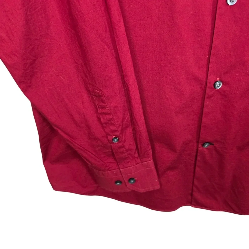 Banana Republic Dress Shirt Mens 17-17.5 XL Burgundy Button Slim Fit Career